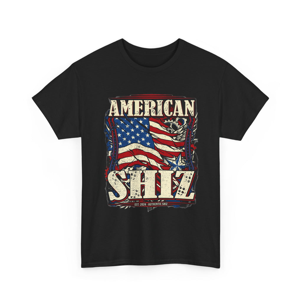 American Shiz Graphic Tee — Distressed Flag Patriotic T‑Shirt