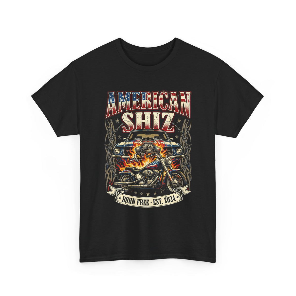 American Shiz Motorcycle Tee — Born Free Vintage Biker Graphic Shirt