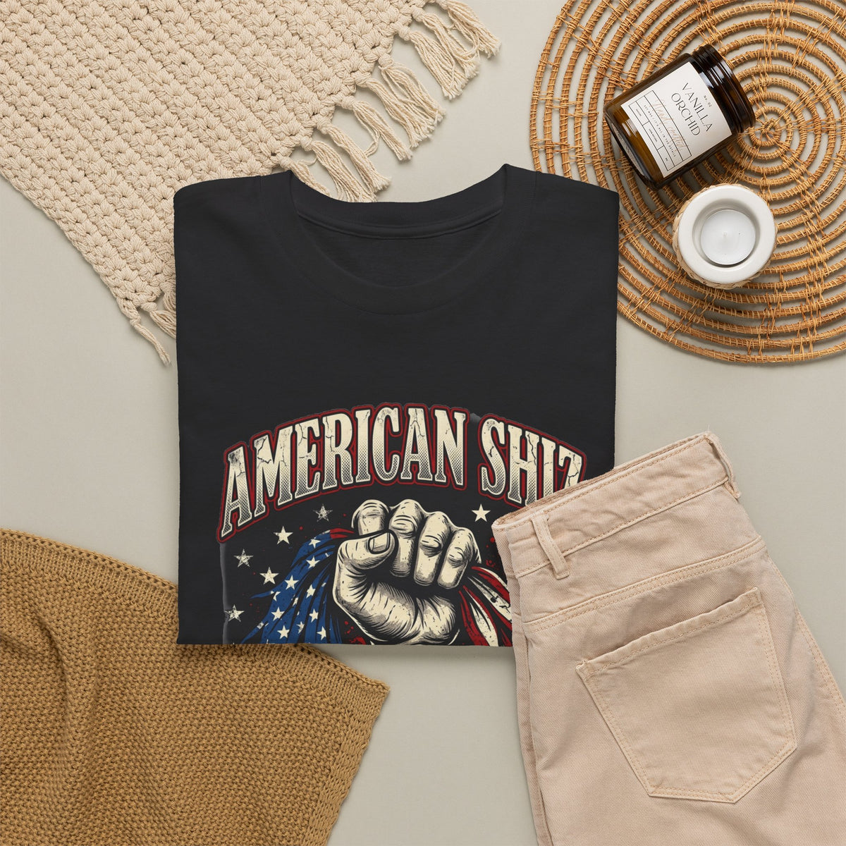 Patriotic Fist Tee — "American Shiz No Apologies" Graphic T-Shirt